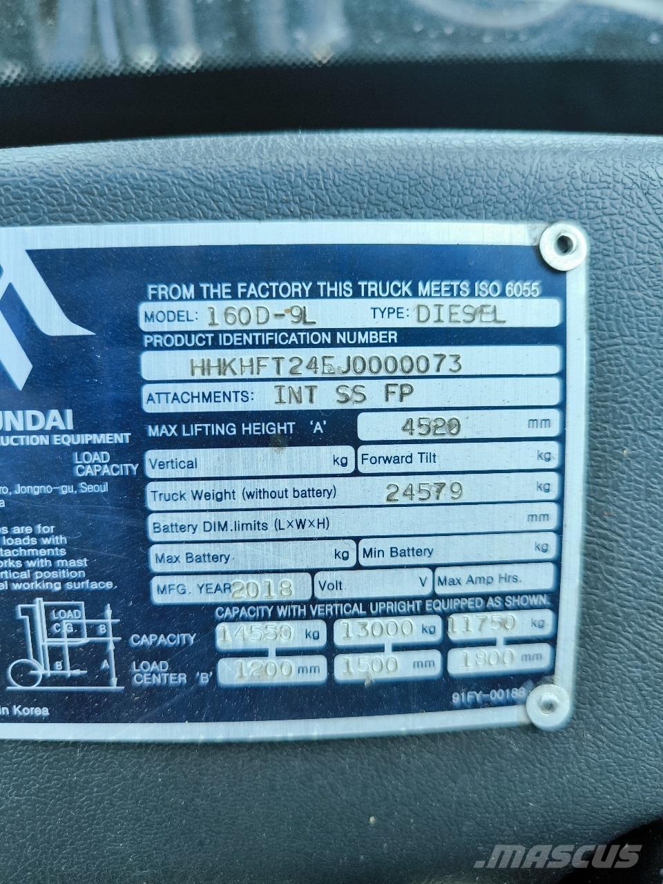 Hyundai 160D-9L Empilhadores de montagem em camião