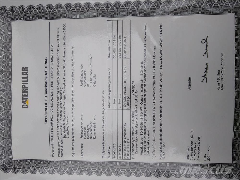 CAT 352 Escavadeiras de esteiras