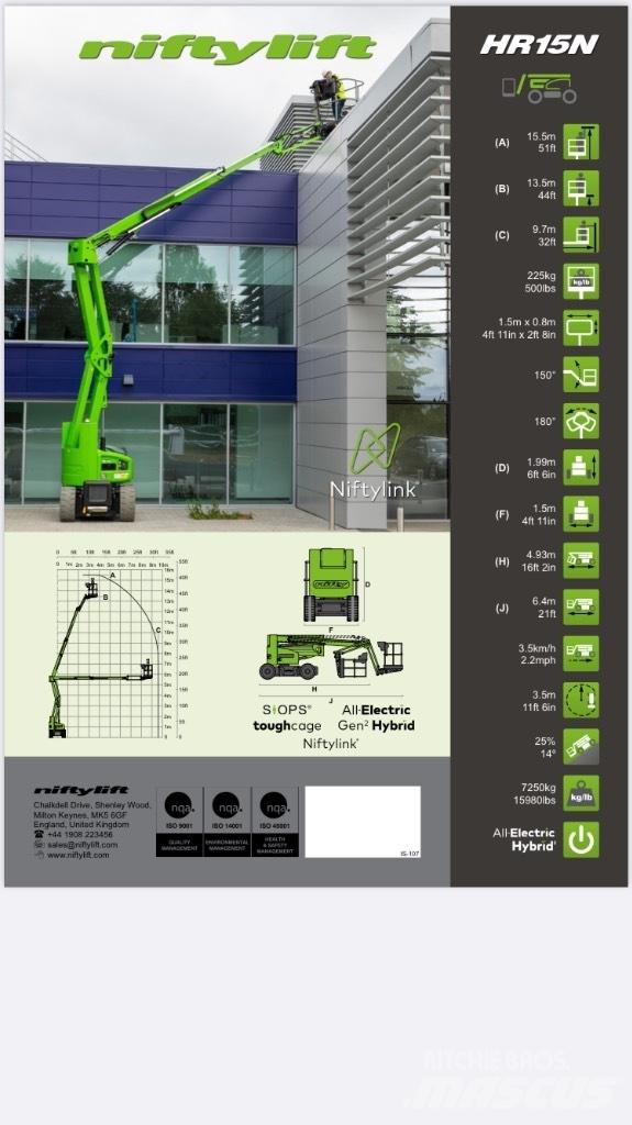 Niftylift HR 15NE Elevadores braços articulados