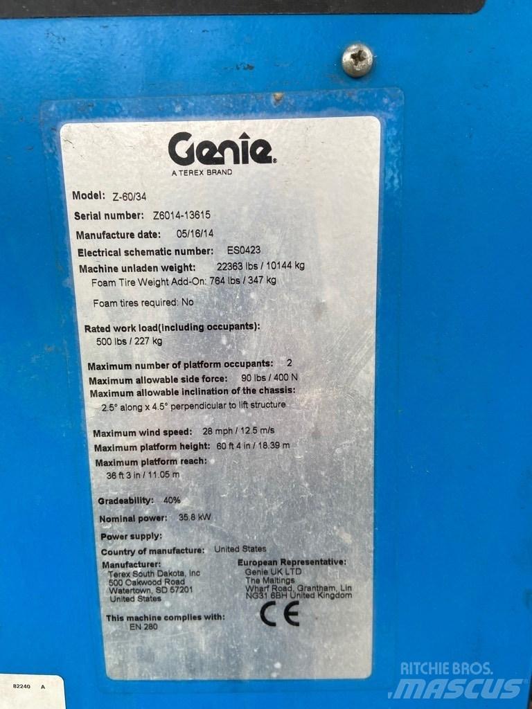Genie Z 60/34 RT Elevadores braços articulados