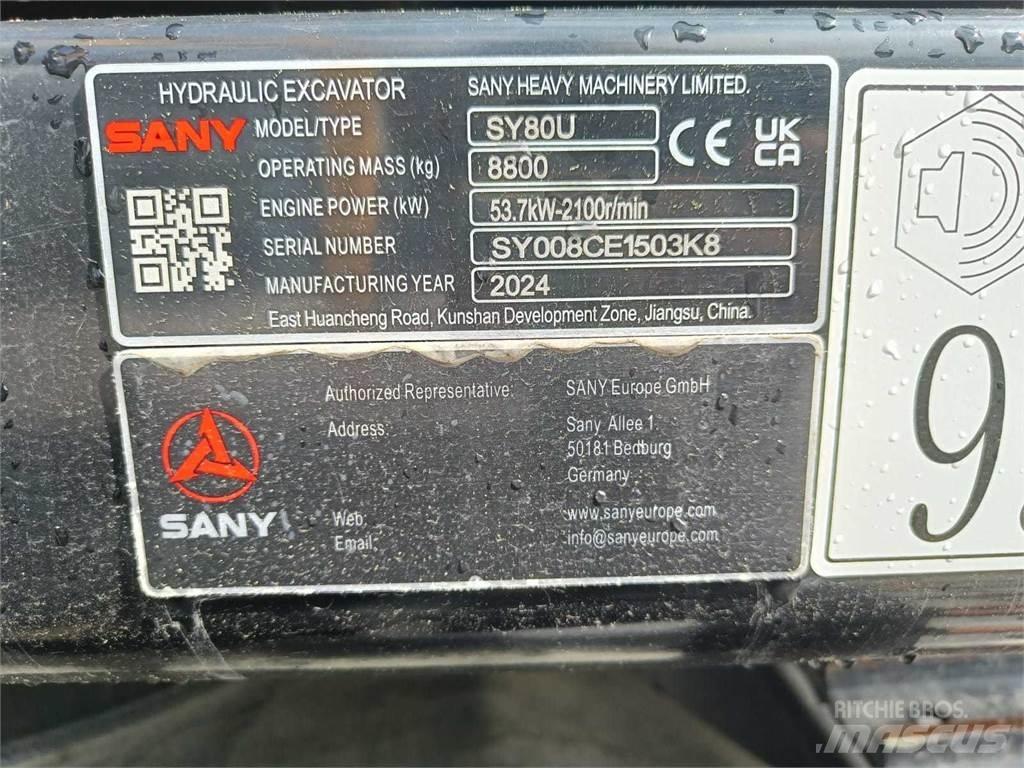 Sany SY80U Escavadoras Midi 7t - 12t