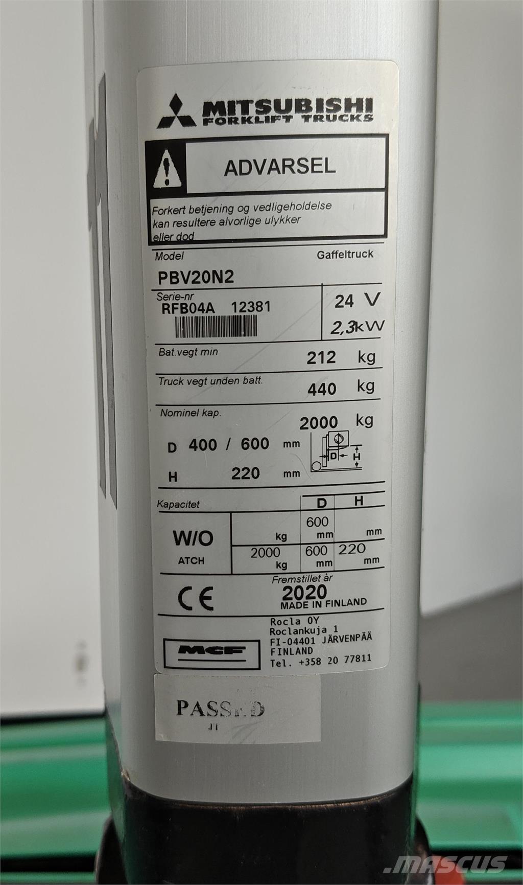 Mitsubishi PBV20N2 Camiőes de caixa aberta