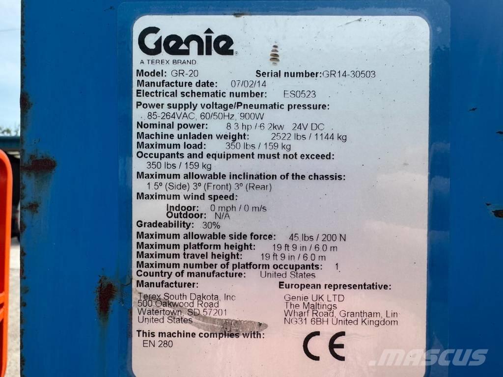 Genie GR 20 Plataformas de Mastro Vertical