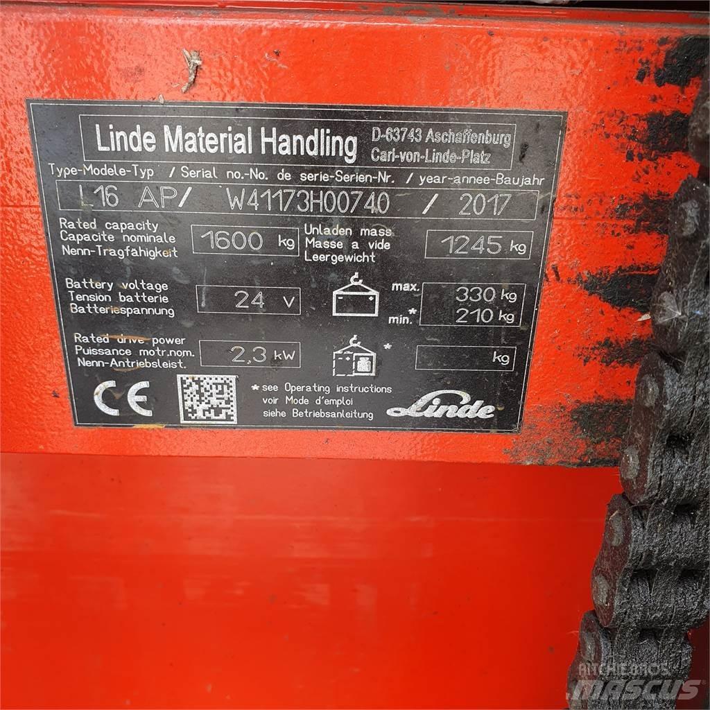 Linde L16AP Empilhador para operador externo