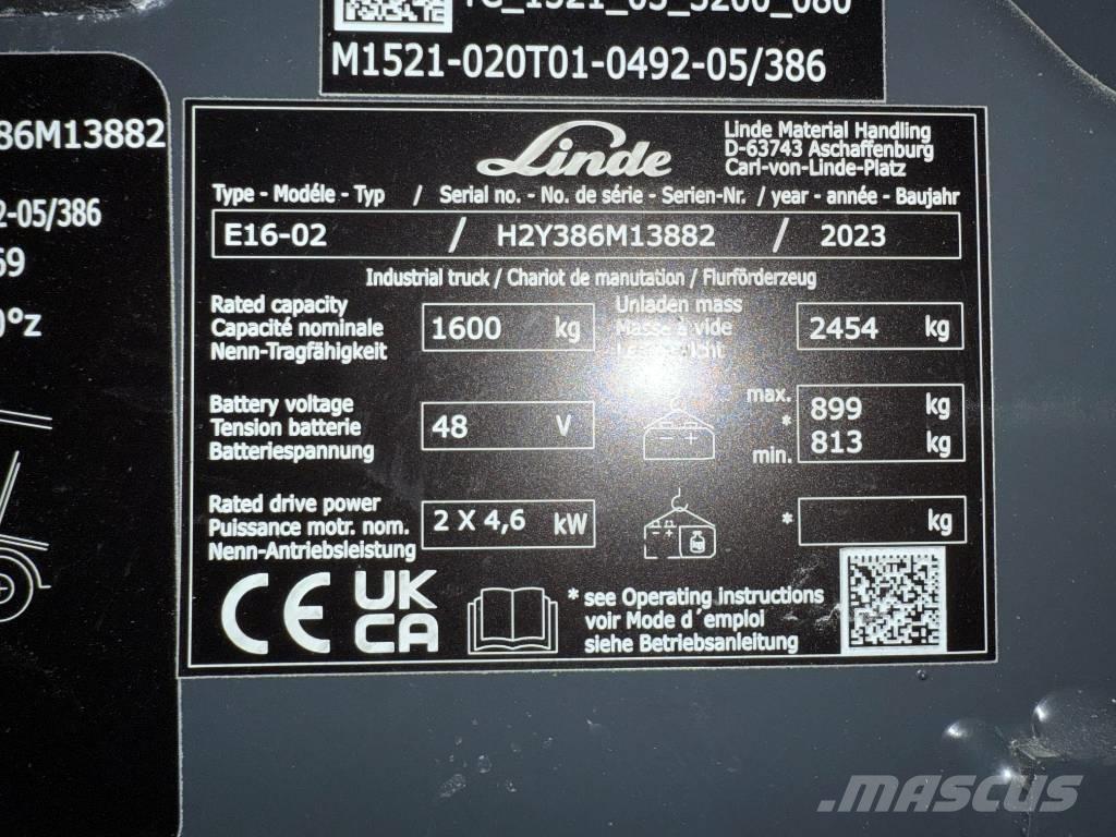 Linde E16/386-02 Empilhadores eléctricos