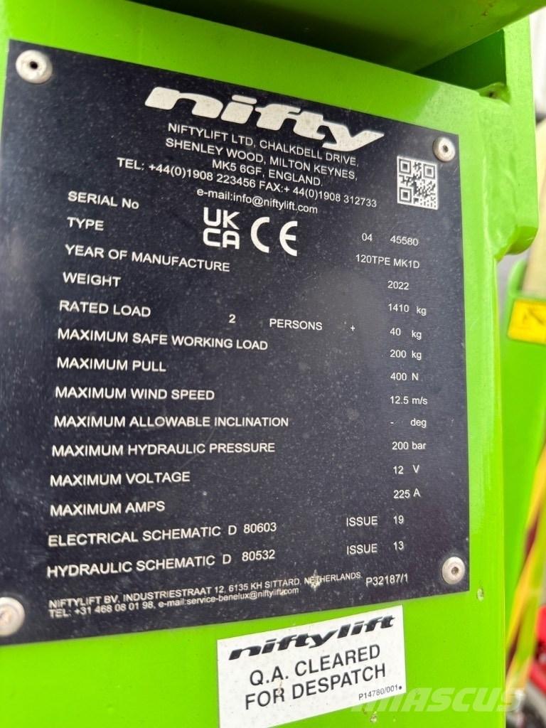 Niftylift 120TPE Plataformas aéreas montadas em atrelados