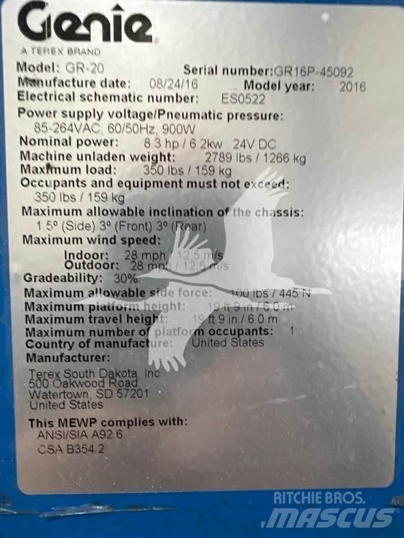 Genie GR20 Plataformas de Mastro Vertical