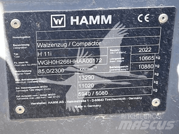 Hamm H11i Cilindros Compactadores monocilíndricos