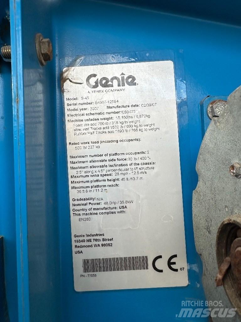 Genie s45 Elevadores braços Telescópicos
