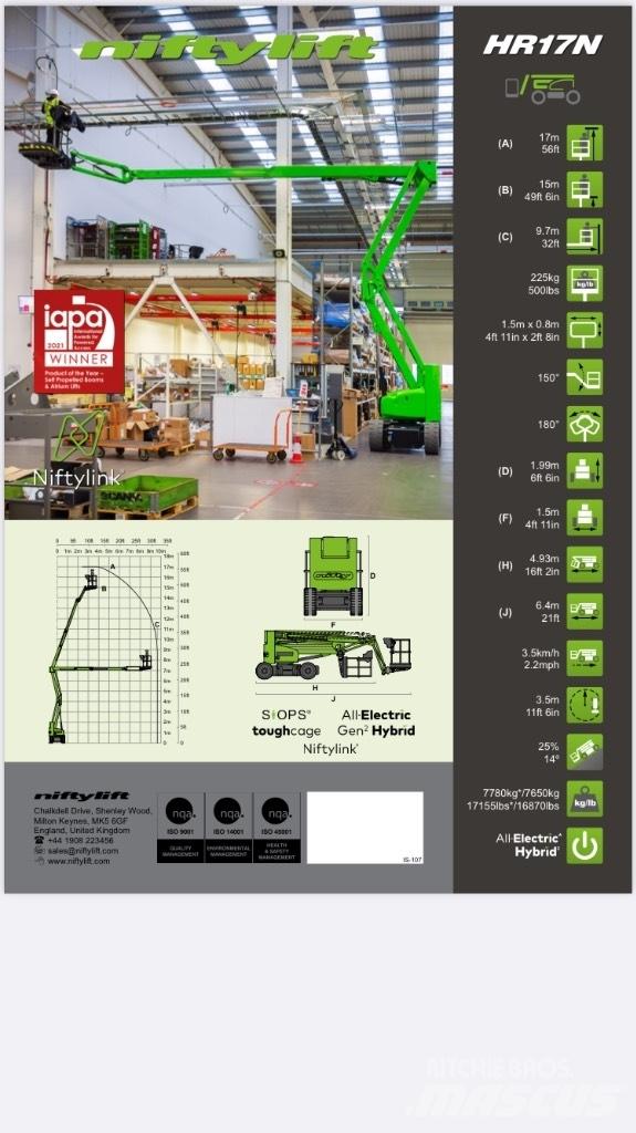 Niftylift HR 17NE Elevadores braços articulados