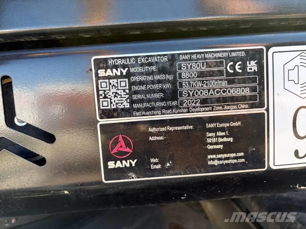 Sany SY 80 U Escavadoras Midi 7t - 12t