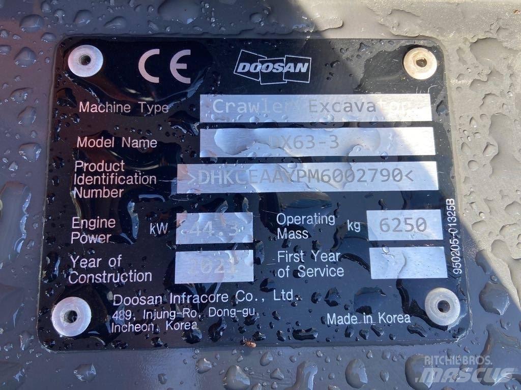 Doosan DX63-3 Escavadeiras de esteiras