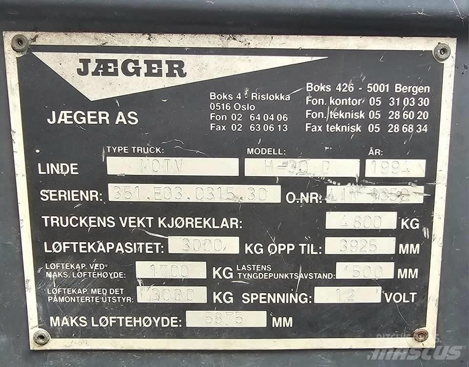 Linde H 30 D Empilhadores Diesel