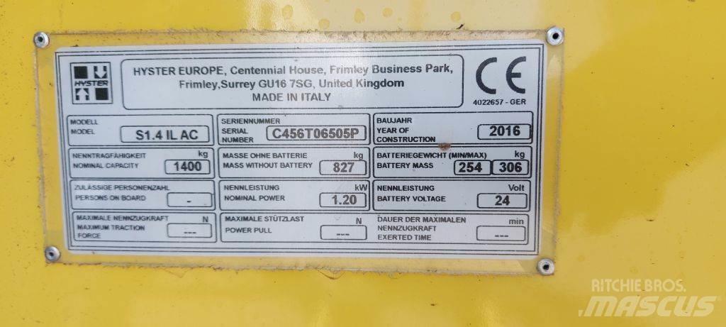 Hyster S 1.4 IL Empilhador para operador externo
