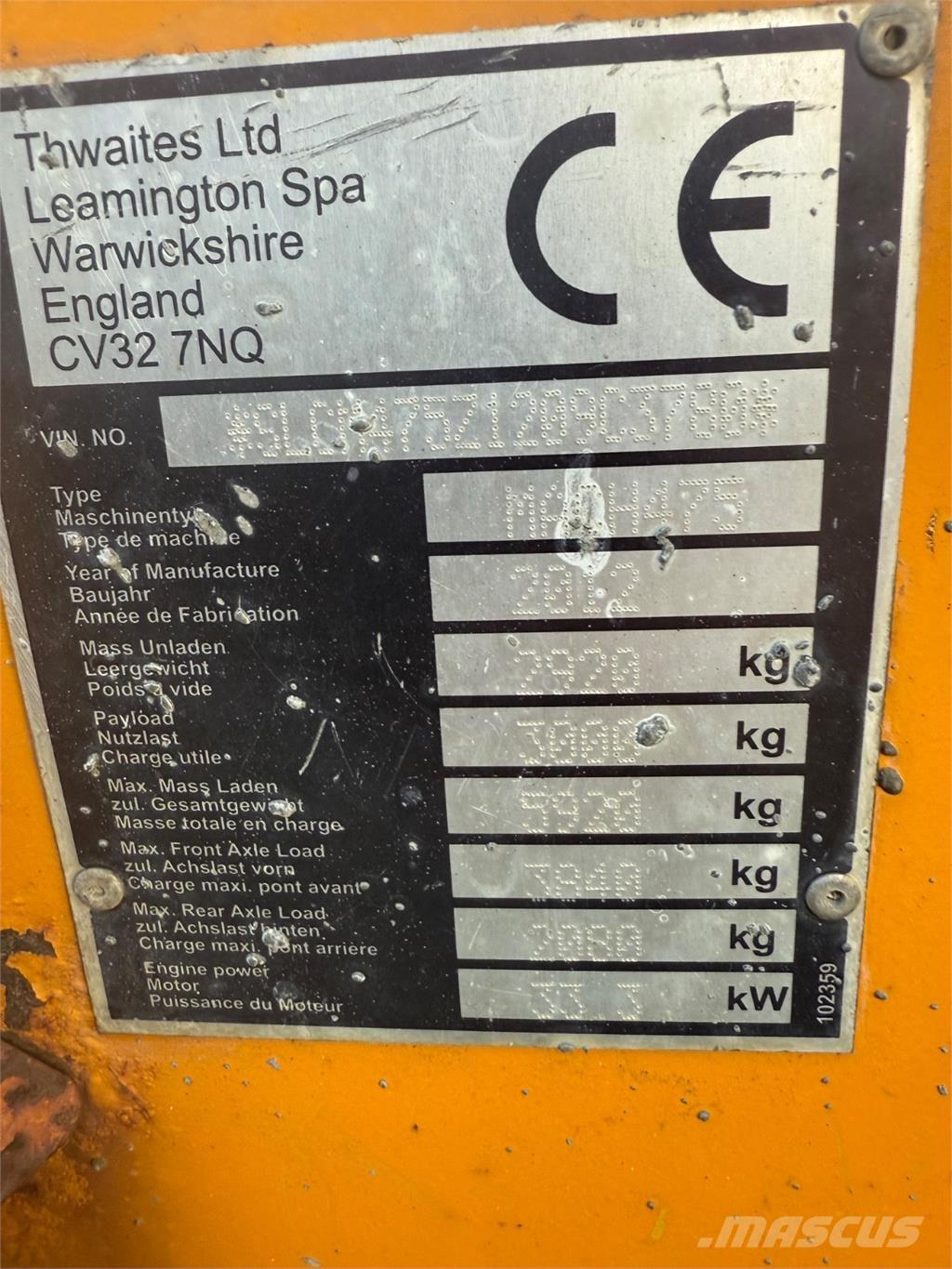 Thwaites 3 tons Dumpers de obras