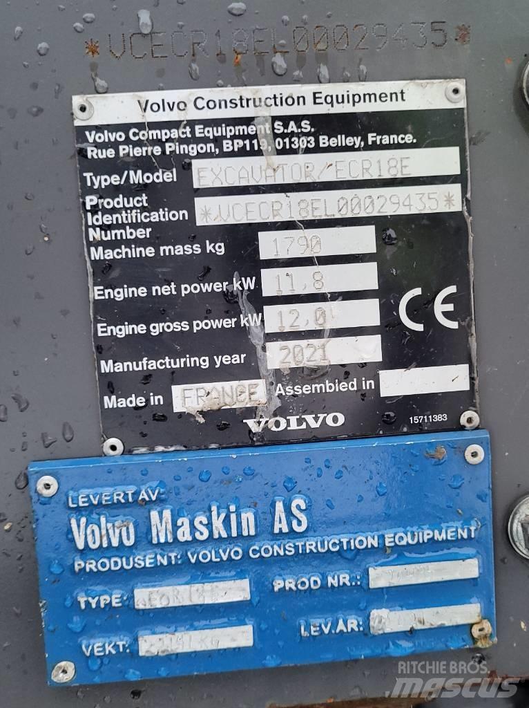 Volvo ECR18E Miniescavadeiras