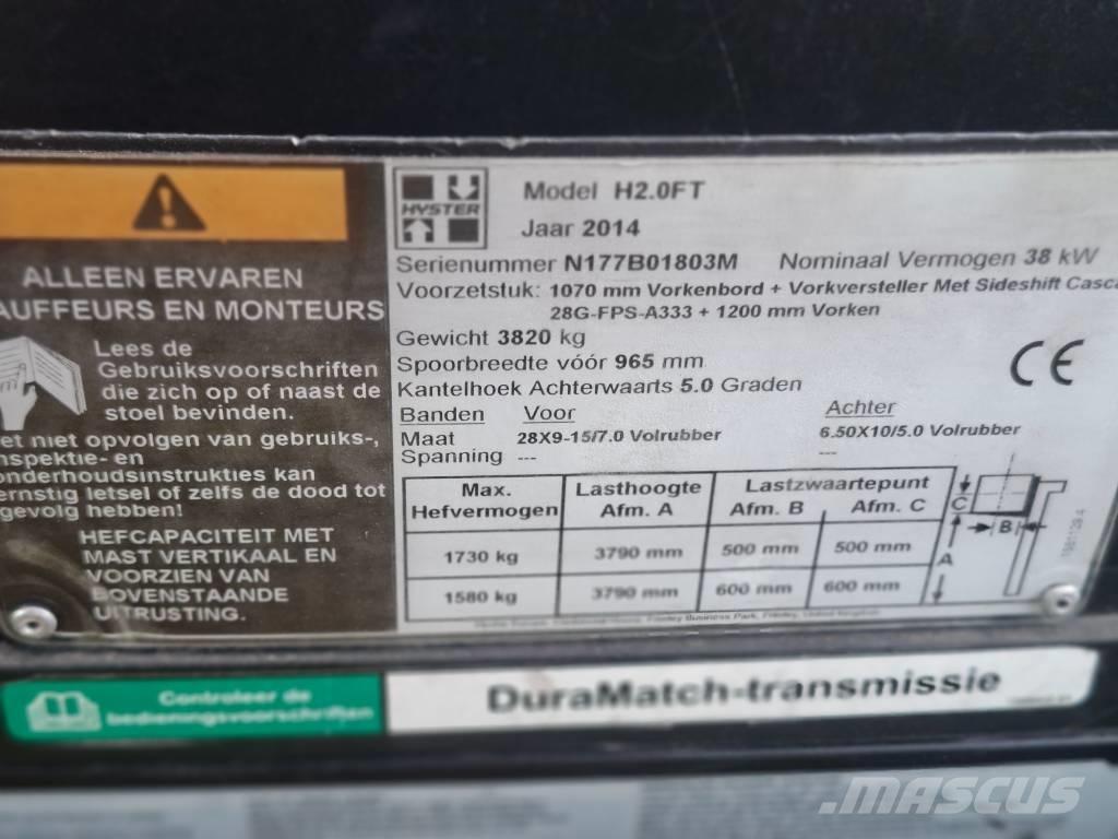 Hyster H 2.0 FT Empilhadores a gás