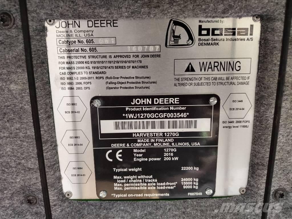 John Deere 1270G 6W Processadores florestais