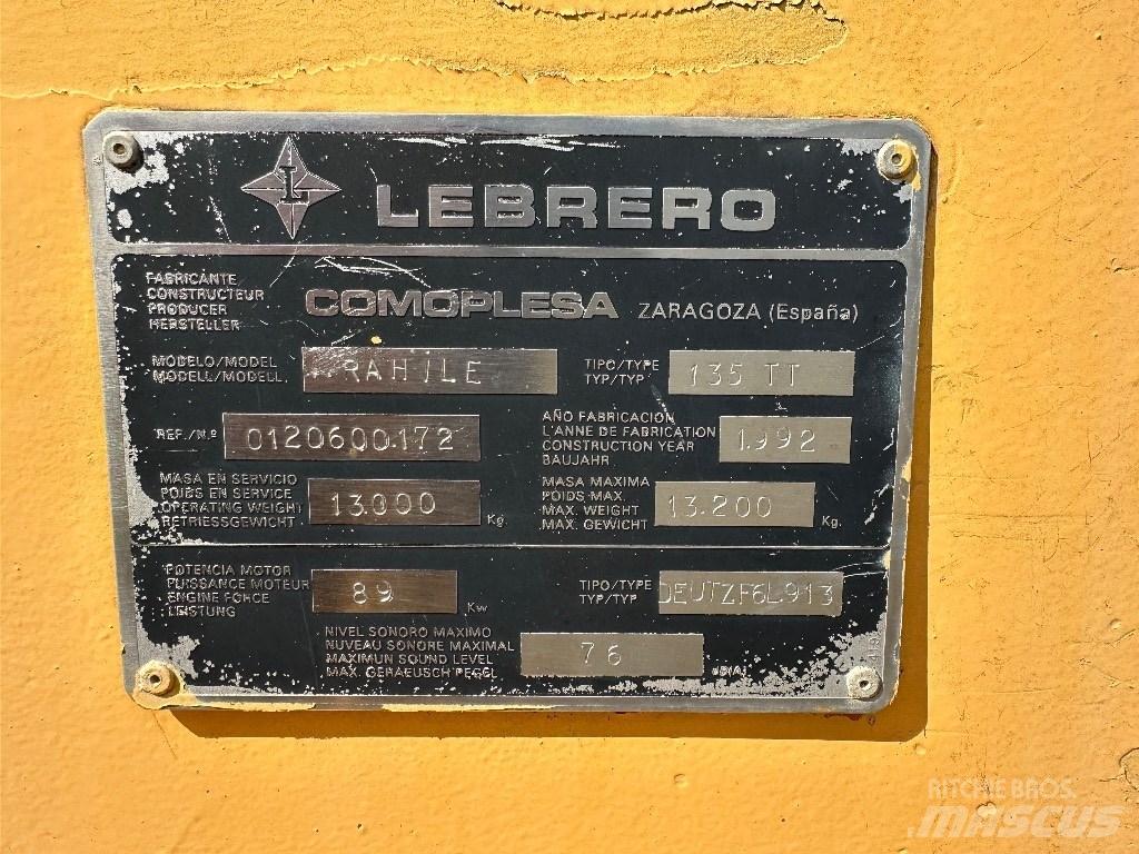Lebrero 135 TT Cilindros Compactadores monocilíndricos