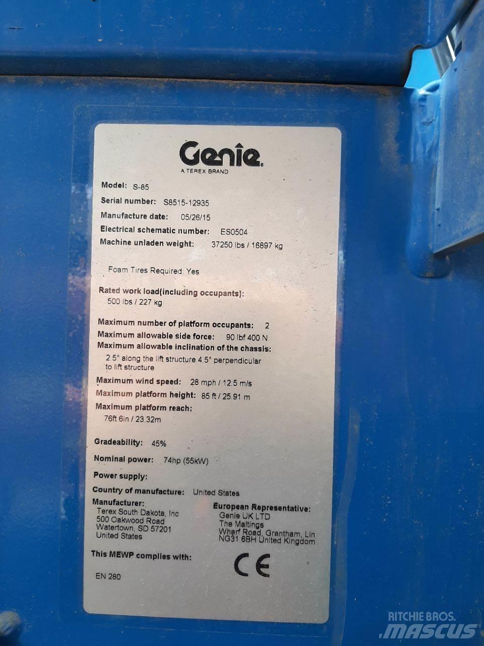 Genie S85 Elevadores braços Telescópicos