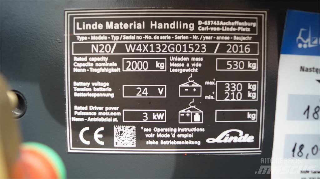 Linde N20 kurz Preparadoras de encomendas de baixa elevação