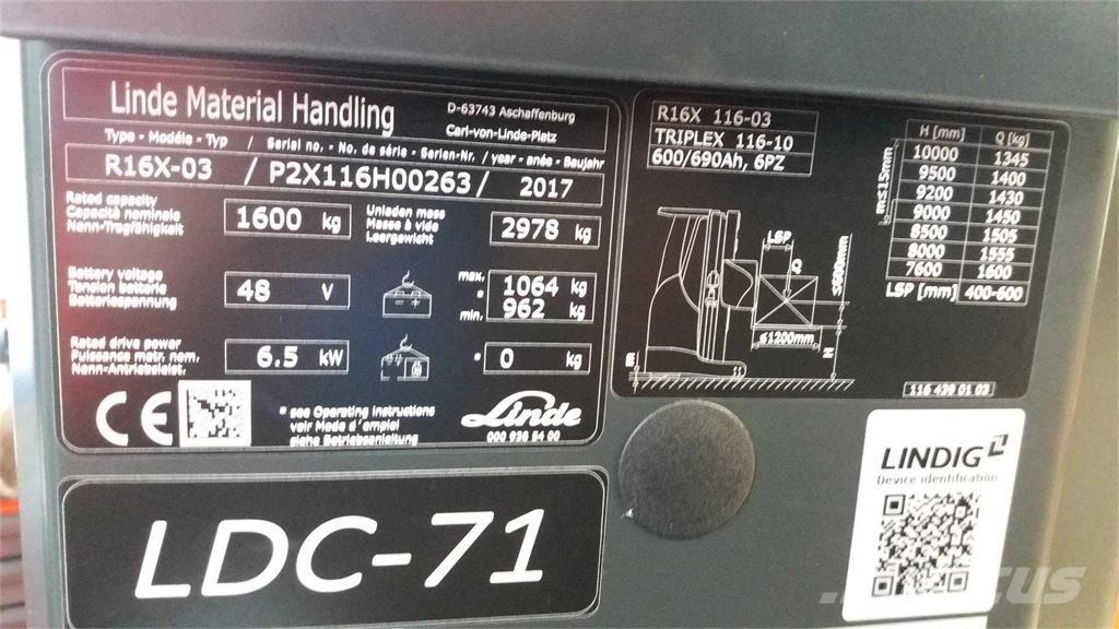 Linde R16X Empilhadores Elevadores