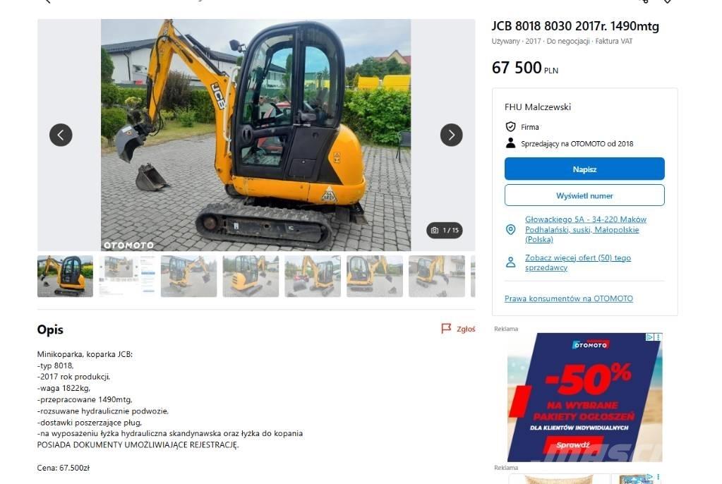 JCB 8030 Miniescavadeiras
