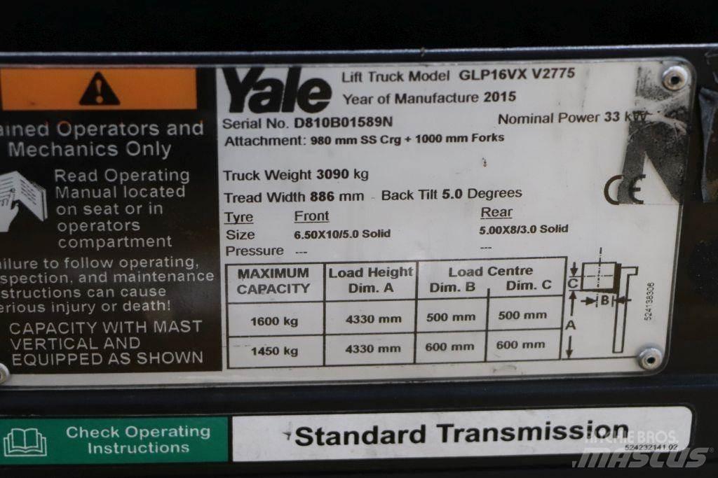 Yale GLP16VX Empilhadores a gás