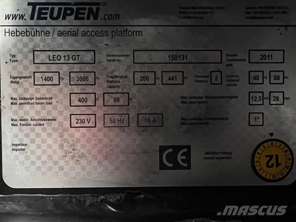 Teupen LEO 13 GT Plataformas de braço compactas auto-propulsão