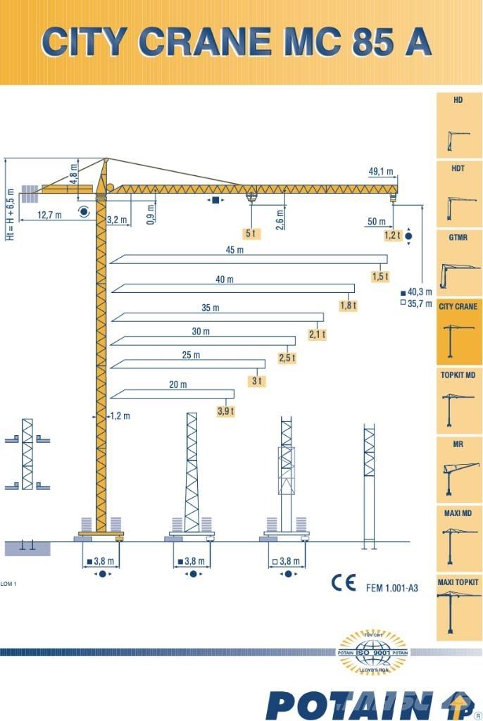 Potain SP85A Gruas de construção