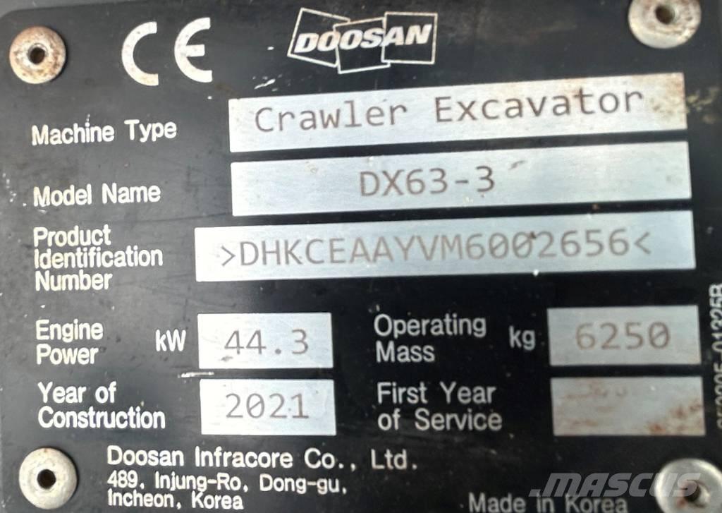 Doosan DX63-3 Escavadeiras de esteiras