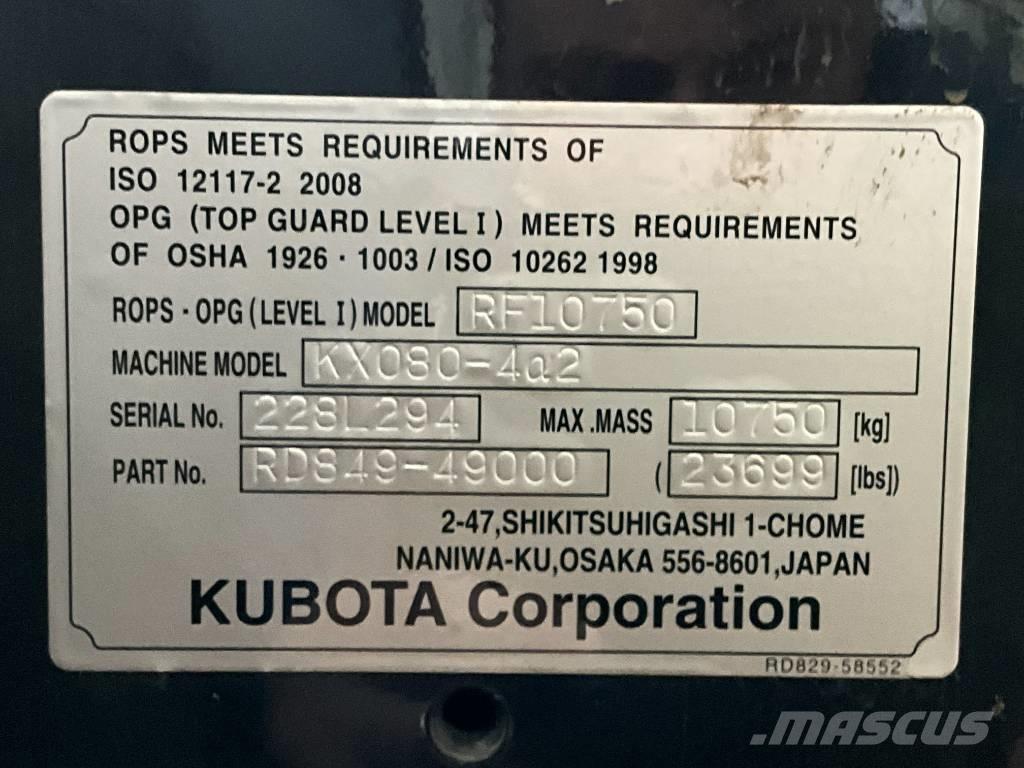 Kubota KX 080-4 A 2 Cabina