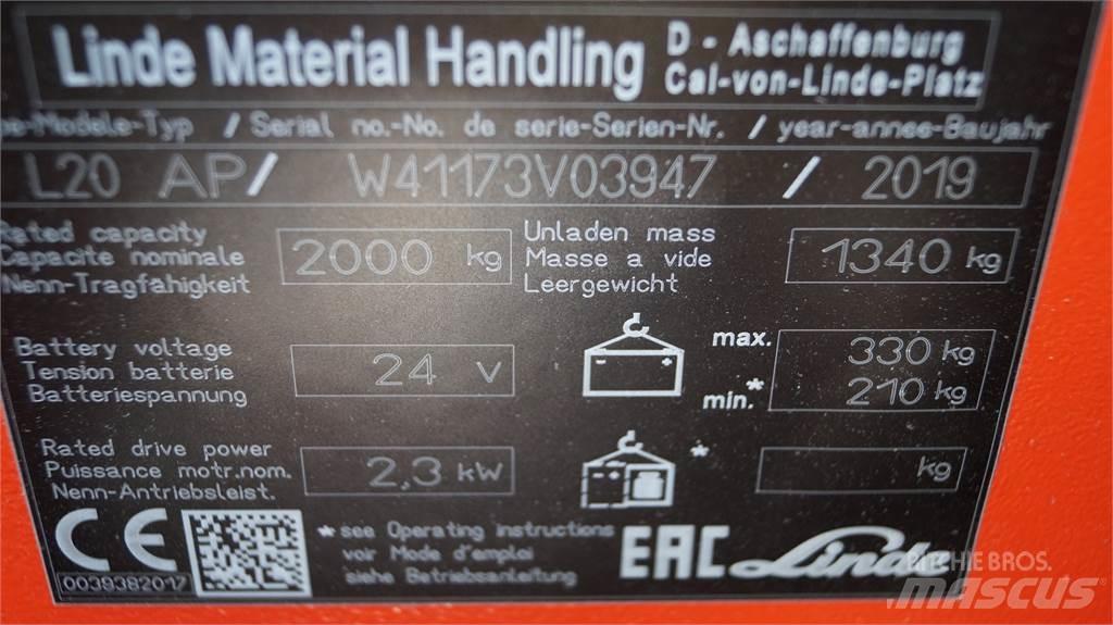 Linde L20APi Empilhador para operador externo
