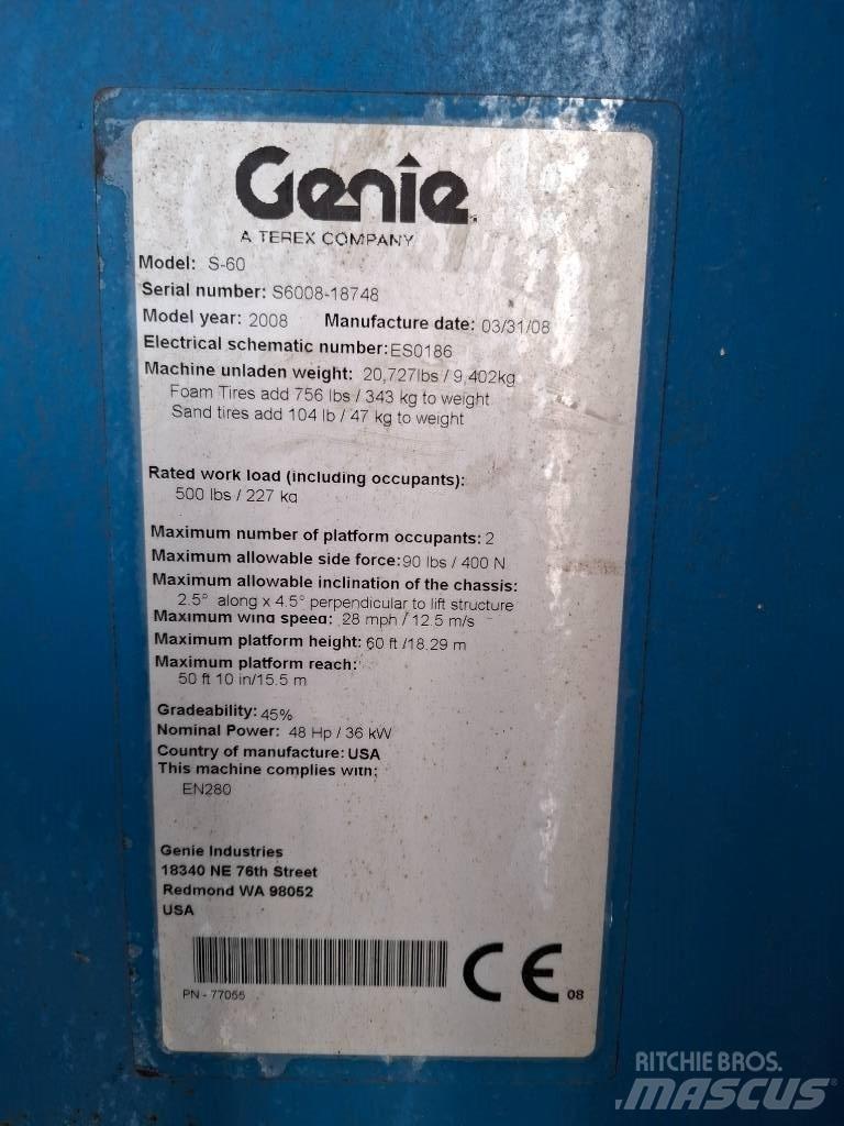 Genie S 60 Elevadores braços Telescópicos