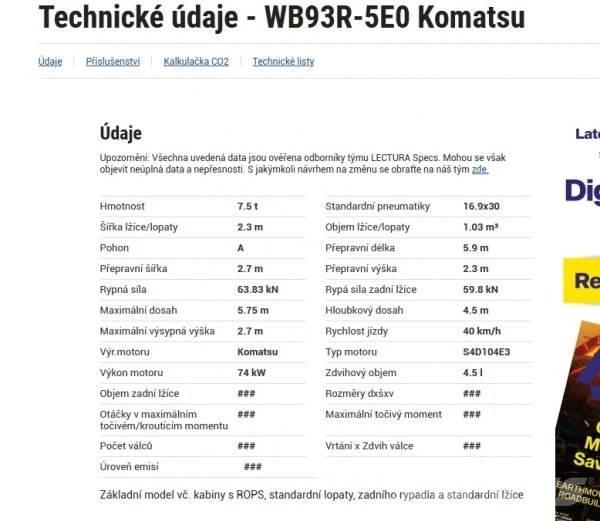 Komatsu WB 93 R Retroescavadeiras