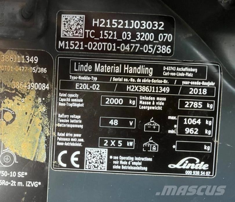 Linde E20L-02-386 Empilhadores eléctricos