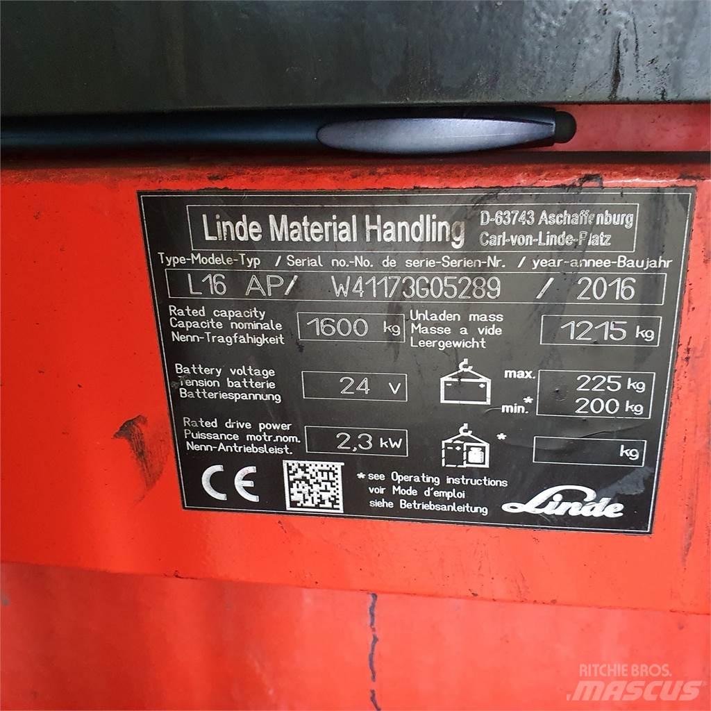 Linde L16AP Empilhador para operador externo