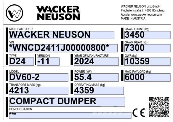 Wacker Neuson DV60-2 Dumpers de rastos