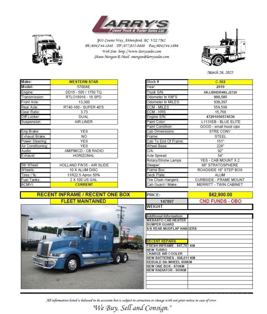 Western Star 5700 XE Cavalos Mecânicos