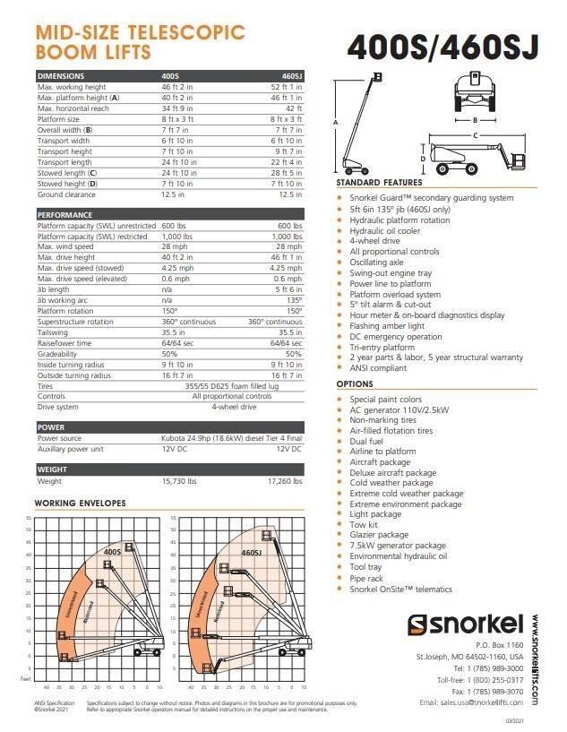 Snorkel 400S Elevadores braços Telescópicos