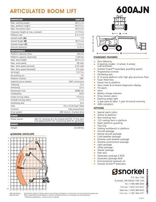 Snorkel 600AJN Elevadores braços articulados