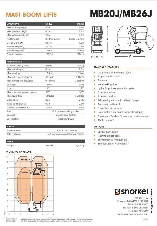 Snorkel MB20J Plataformas de Mastro Vertical