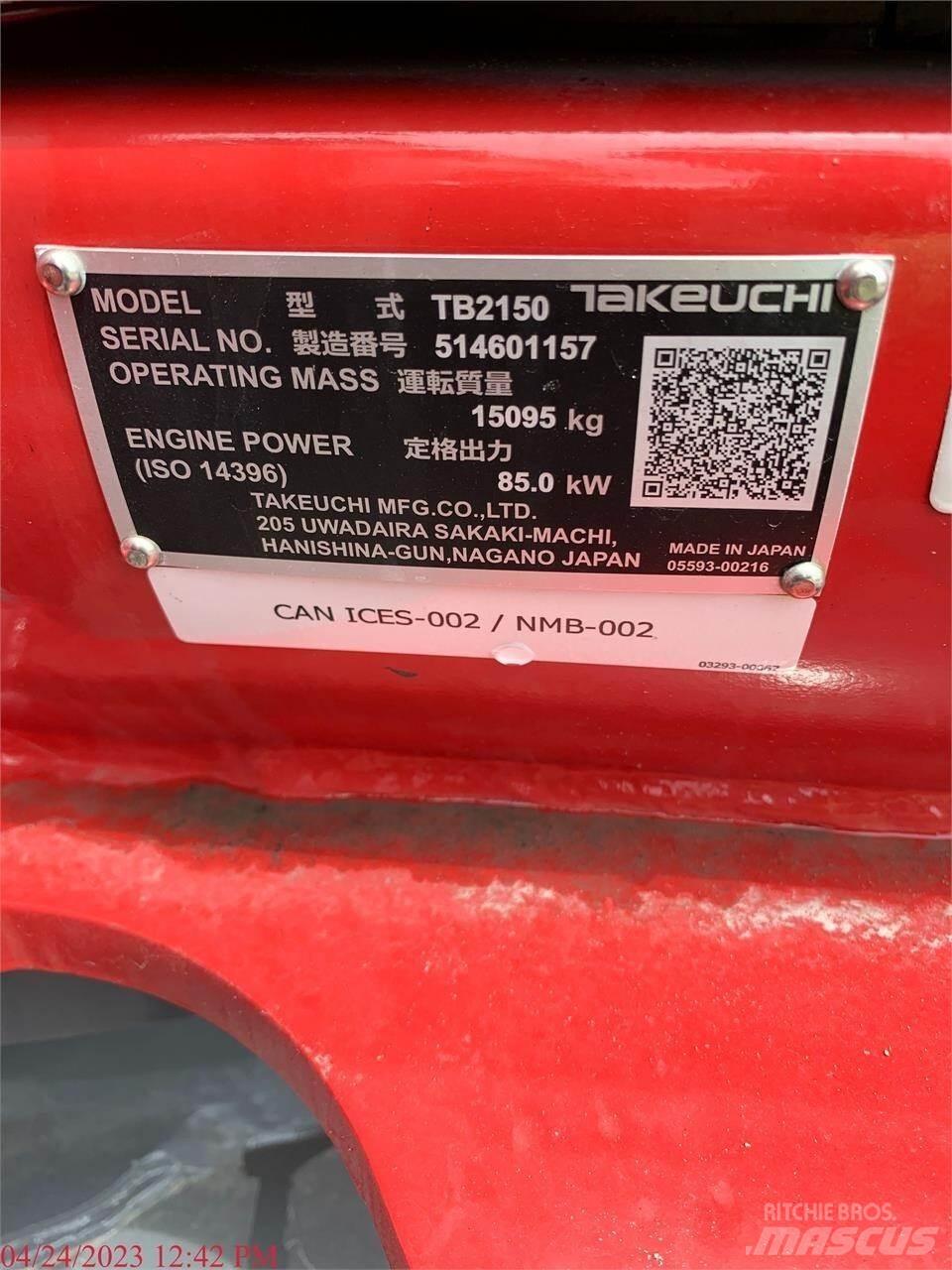 Takeuchi TB2150 Escavadeiras de esteiras