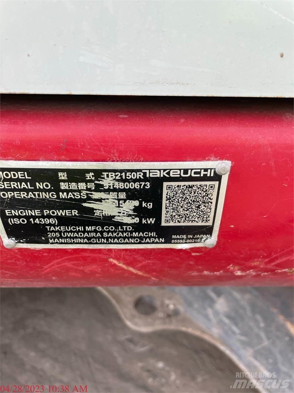 Takeuchi TB2150R Escavadeiras de esteiras
