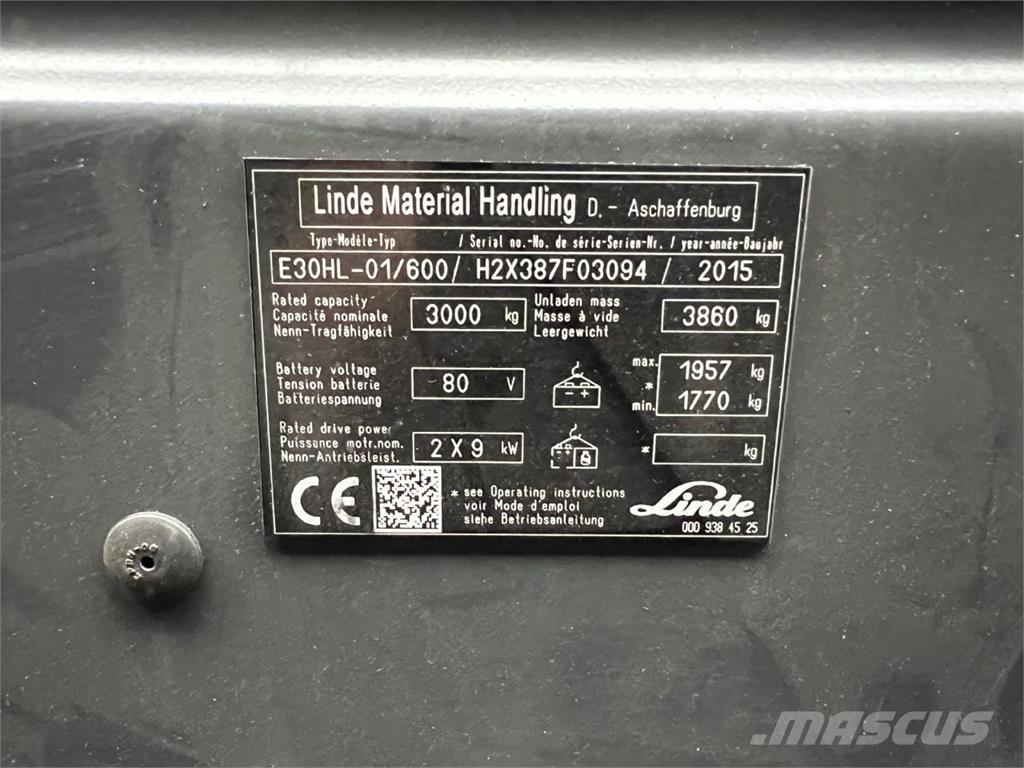 Linde E30/600HL Empilhadores eléctricos