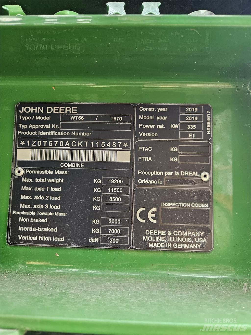 John Deere T670i Ceifeiras debulhadoras