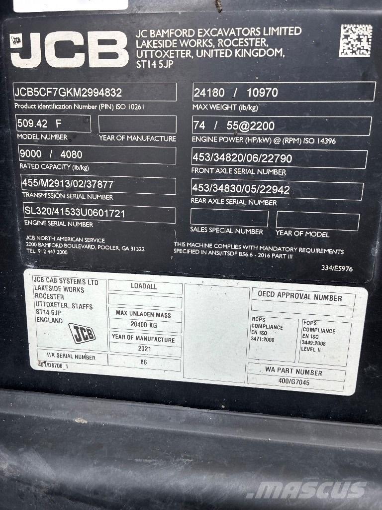 JCB 509-42 Manipulador telescópico