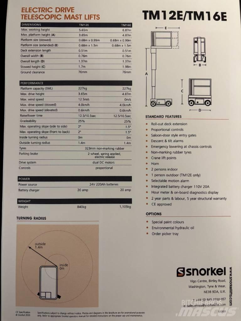 Snorkel TM 16 Plataformas de Mastro Vertical