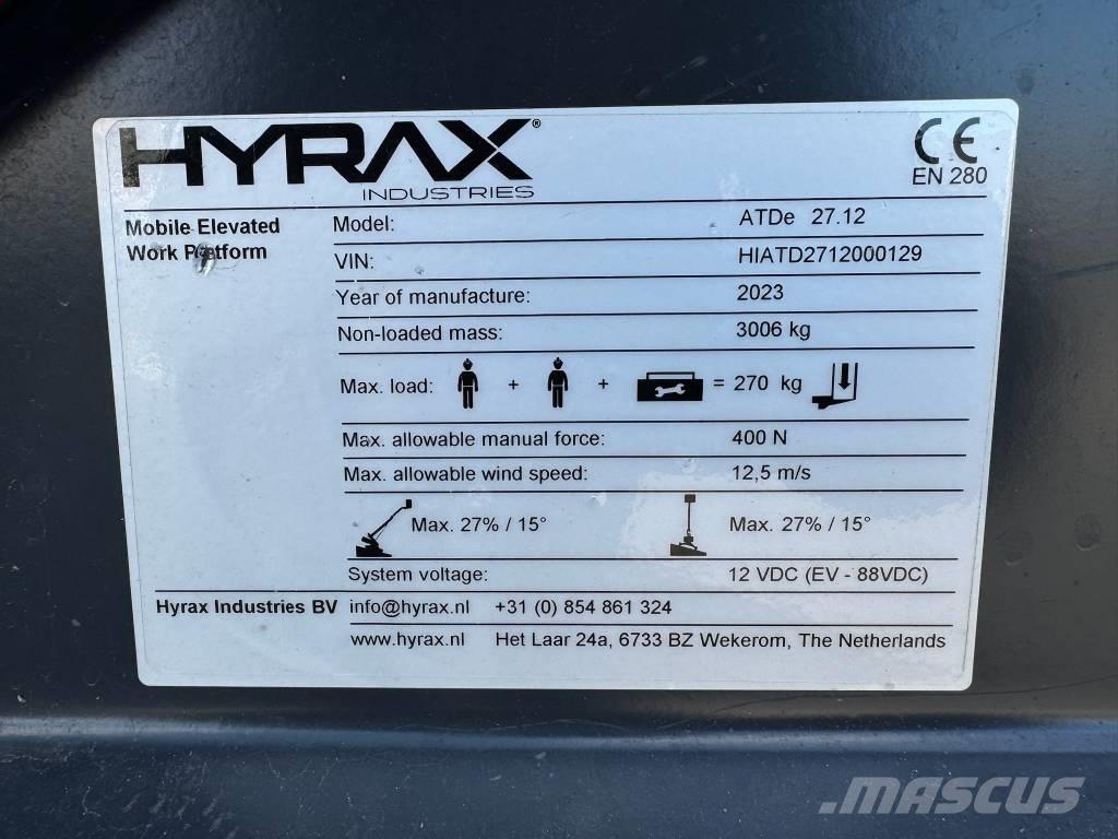 Hyrax ATDe 27.12 Elevadores braços Telescópicos