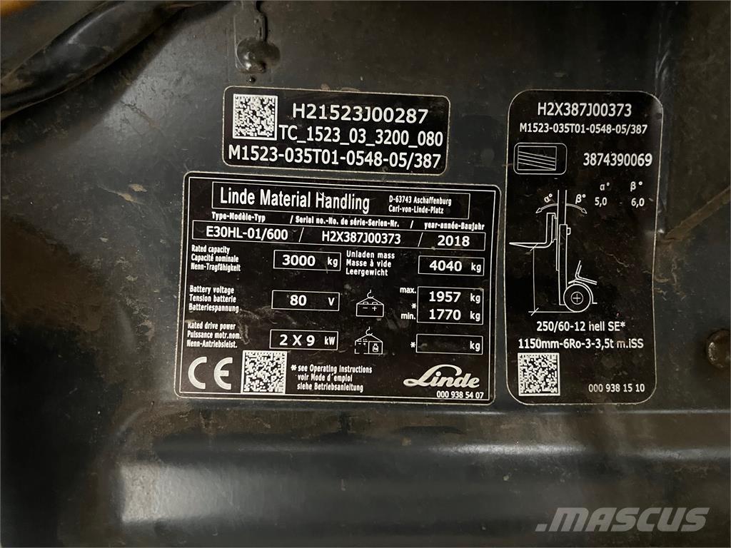 Linde E30/600HL Empilhadores eléctricos